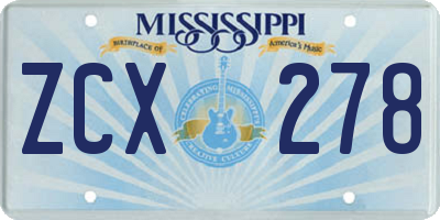 MS license plate ZCX278