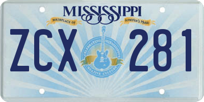 MS license plate ZCX281