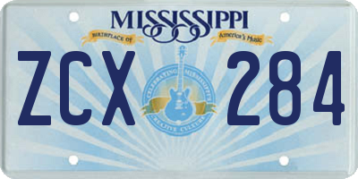 MS license plate ZCX284