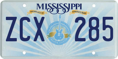 MS license plate ZCX285