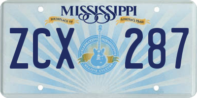 MS license plate ZCX287