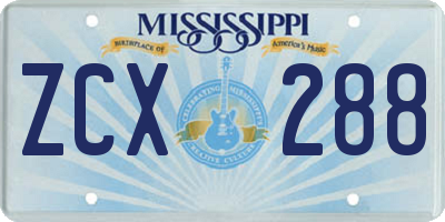 MS license plate ZCX288