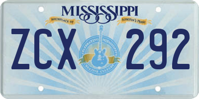 MS license plate ZCX292