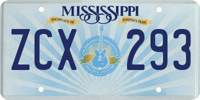 MS license plate ZCX293