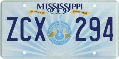 MS license plate ZCX294
