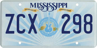 MS license plate ZCX298