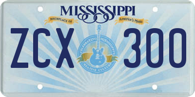 MS license plate ZCX300
