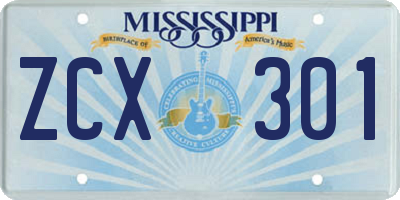 MS license plate ZCX301