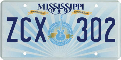 MS license plate ZCX302