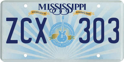 MS license plate ZCX303