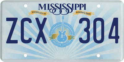MS license plate ZCX304