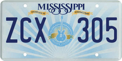 MS license plate ZCX305