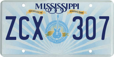 MS license plate ZCX307