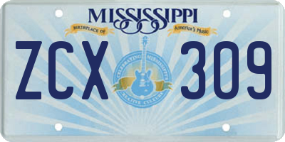 MS license plate ZCX309