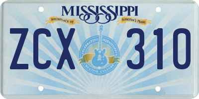 MS license plate ZCX310