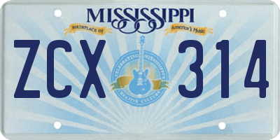 MS license plate ZCX314