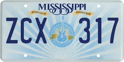MS license plate ZCX317