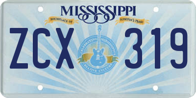 MS license plate ZCX319