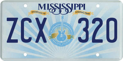 MS license plate ZCX320
