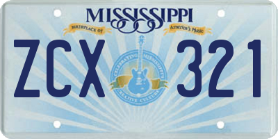MS license plate ZCX321