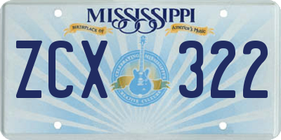MS license plate ZCX322