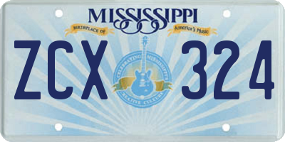 MS license plate ZCX324