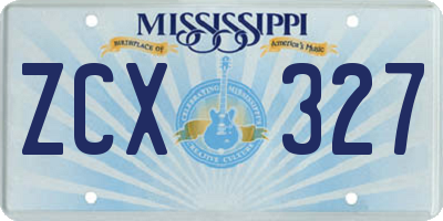 MS license plate ZCX327