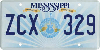 MS license plate ZCX329