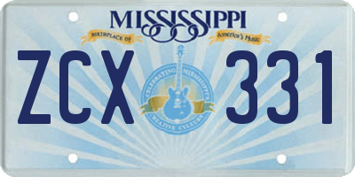 MS license plate ZCX331