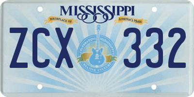 MS license plate ZCX332