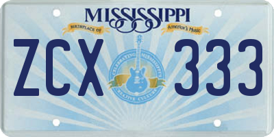 MS license plate ZCX333
