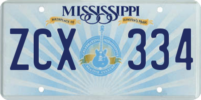 MS license plate ZCX334