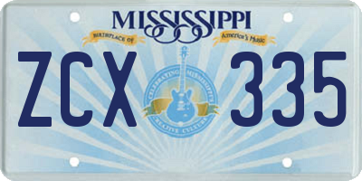 MS license plate ZCX335