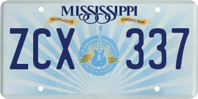 MS license plate ZCX337