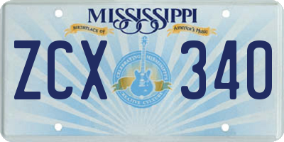 MS license plate ZCX340