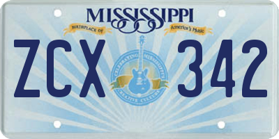 MS license plate ZCX342