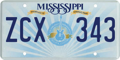 MS license plate ZCX343