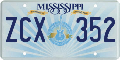 MS license plate ZCX352