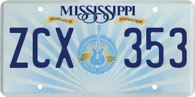 MS license plate ZCX353