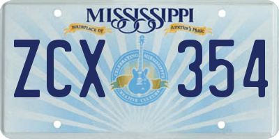 MS license plate ZCX354