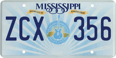 MS license plate ZCX356