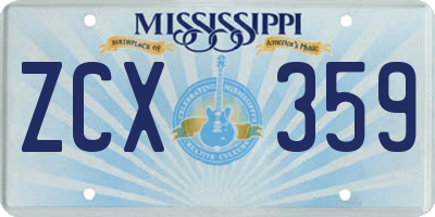MS license plate ZCX359