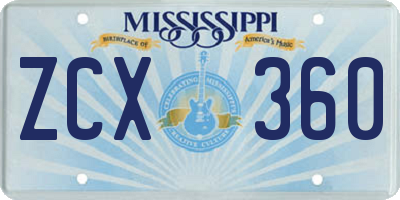 MS license plate ZCX360