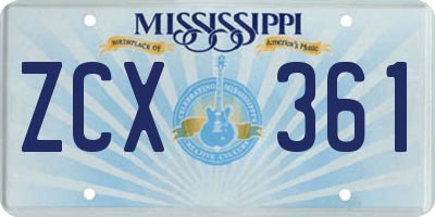 MS license plate ZCX361
