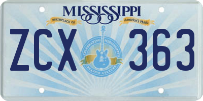 MS license plate ZCX363
