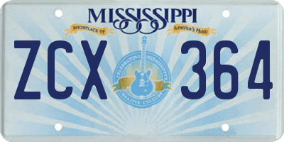 MS license plate ZCX364