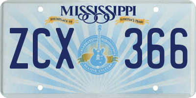 MS license plate ZCX366
