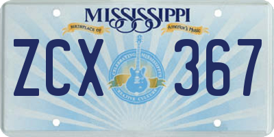 MS license plate ZCX367