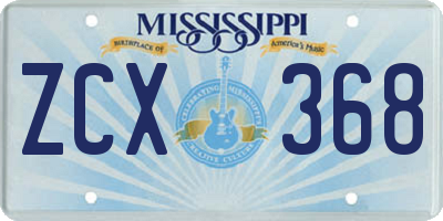 MS license plate ZCX368
