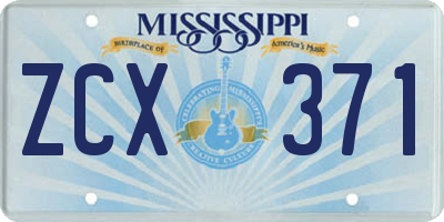 MS license plate ZCX371